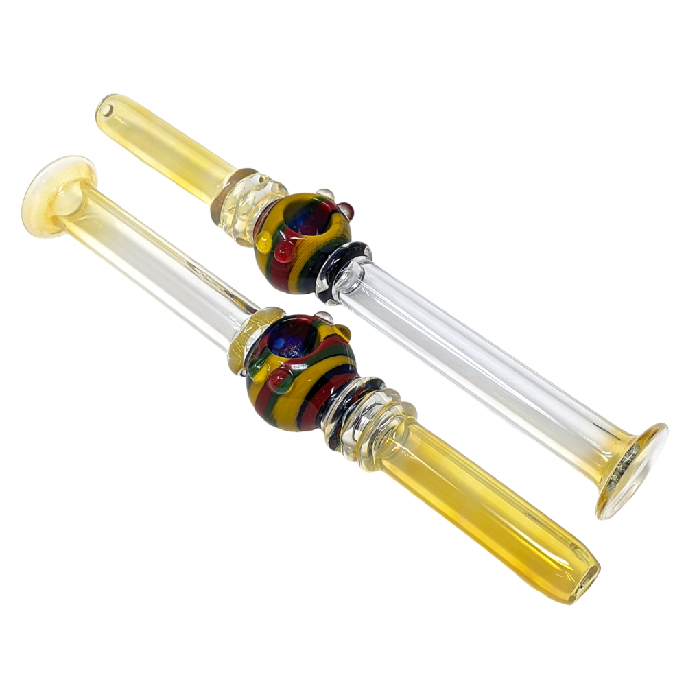 11.5" Gold Fumed Multi Rim Rasta Bowl Steamroller Hand Pipe Pack of 2